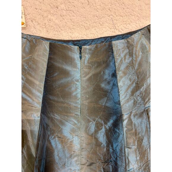 Talbots Pure Silk A-Line Skirt Sz  6 blue Iridescent Taffeta Midi dark academia - Picture 3 of 9